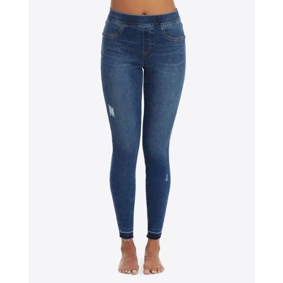 SPANX Denim - Spanx Stretch Skinny Jean Tummy Control Pannel Distressed Raw Hem Women's Medium